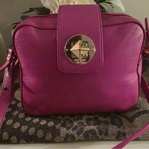 Kate Spade Magenta Leather Crossbody with Gold-Tone Accent